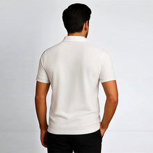 Men's White Polycotton Polo Neck T-Shirt