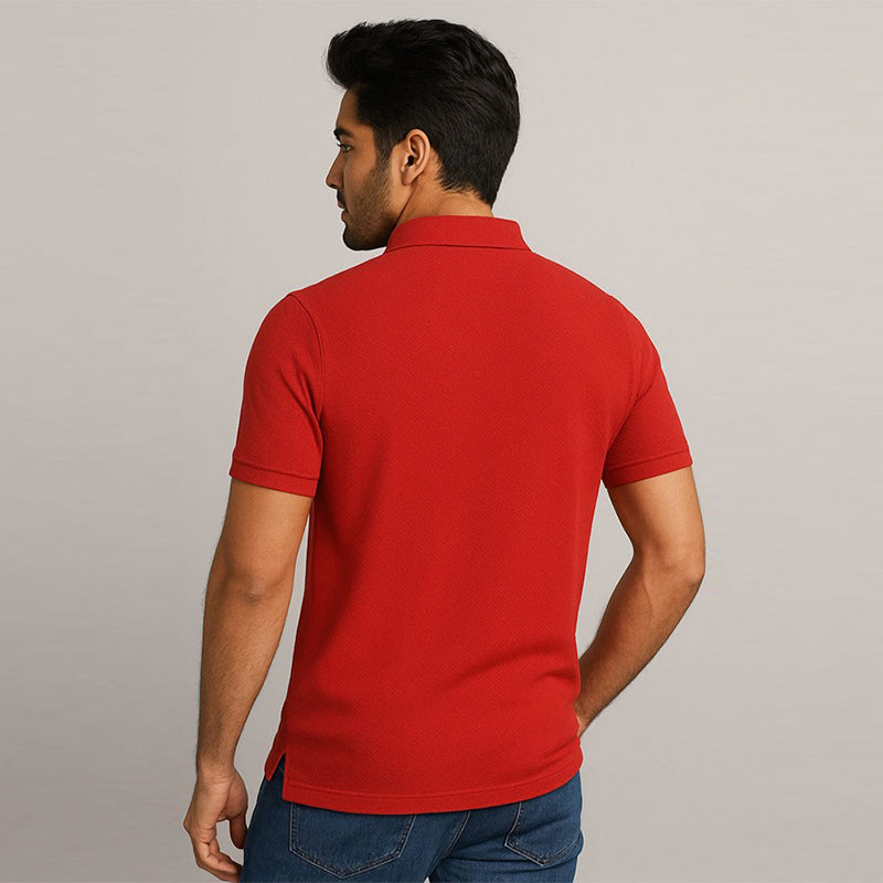 Men’s Red Polycotton Polo Neck T-Shirt