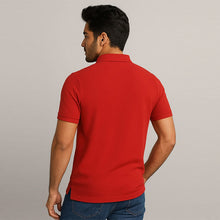 Men’s Red Polycotton Polo Neck T-Shirt