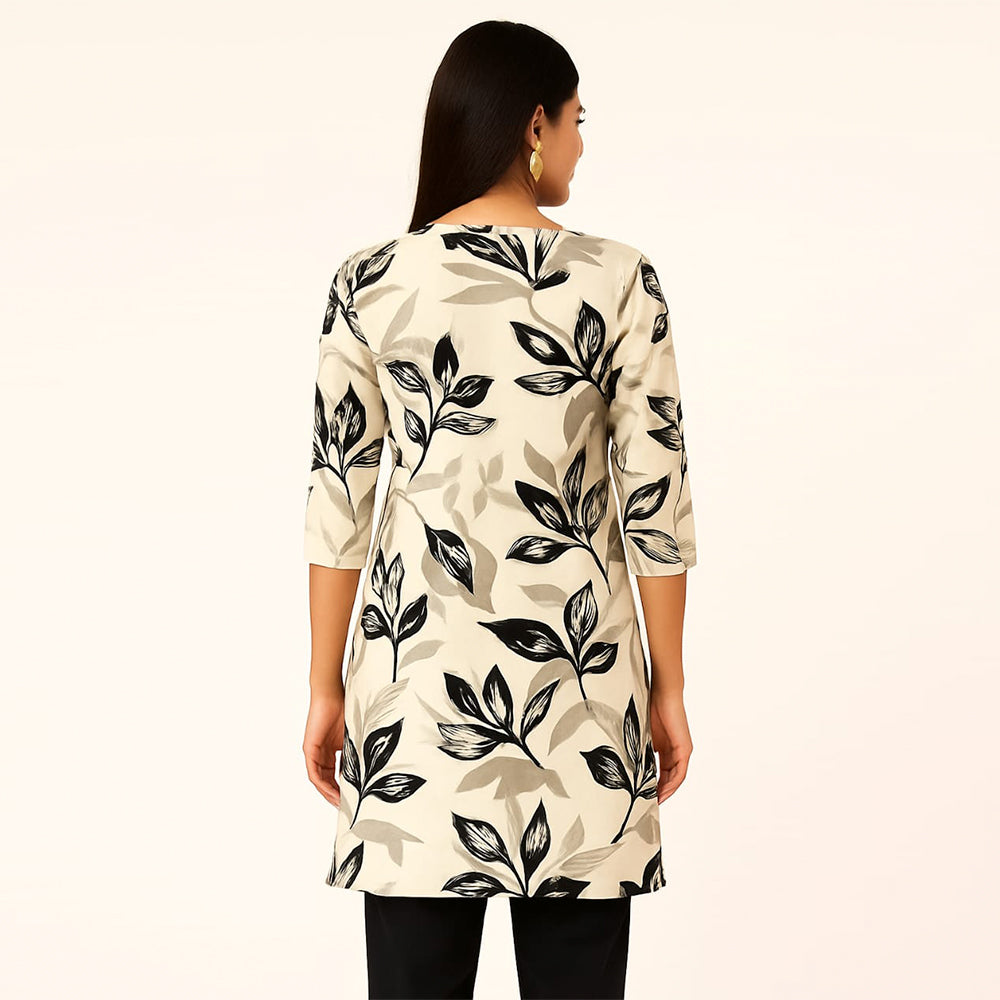 Women’s Rayon Floral Print Straight Kurti – Relaxed Fit