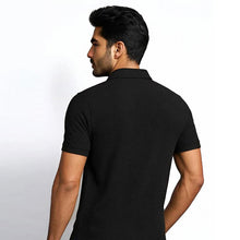 Men's Black Polycotton Polo Neck T-Shirt