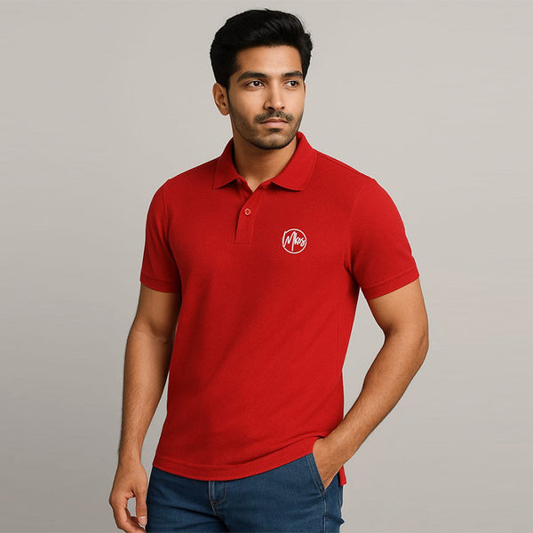 Men’s Red Polycotton Polo Neck T-Shirt