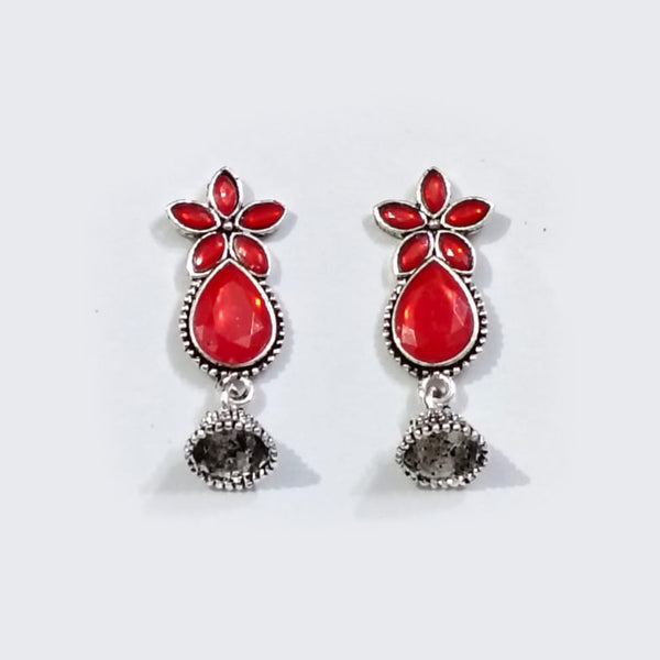 Trendy Purple and Red Stone Earrings & Ring Combo