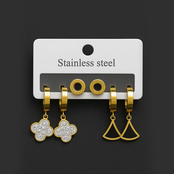 Gold-Plated Stainless Steel Earring Set