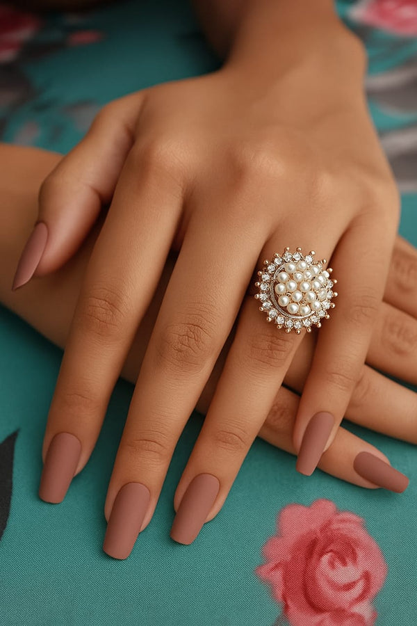 Elegant Pearl Cluster Statement Ring