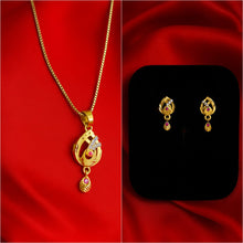 Gold-Plated Pendant and Earring Set with Pink and White Stone Accents