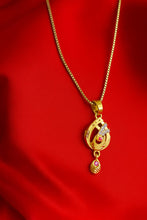 Gold-Plated Pendant and Earring Set with Pink and White Stone Accents