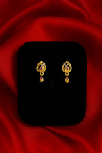 Gold-Plated Pendant and Earring Set with Pink and White Stone Accents