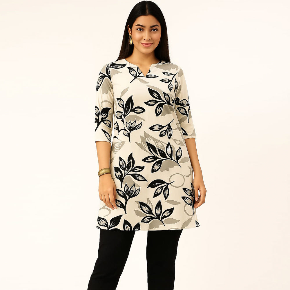 Women’s Rayon Floral Print Straight Kurti – Relaxed Fit