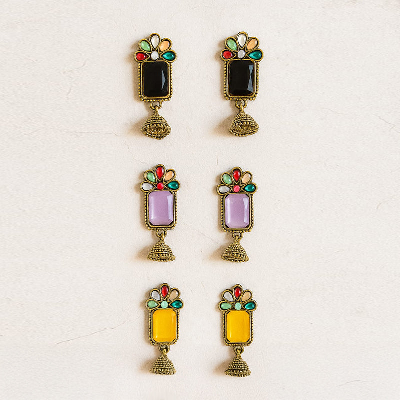 Colorful Traditional Earrings Combo – Set of 3