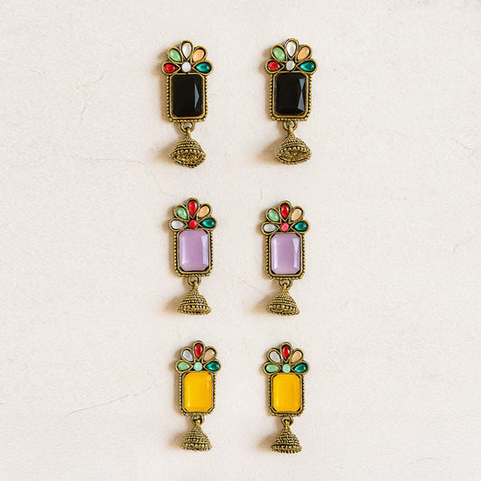 Colorful Traditional Earrings Combo – Set of 3