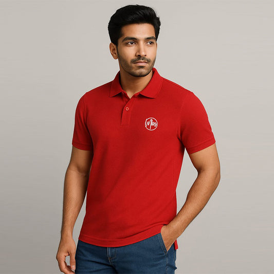 Men’s Red Polycotton Polo Neck T-Shirt