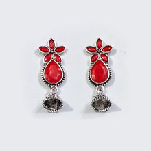 Trendy Purple and Red Stone Earrings & Ring Combo