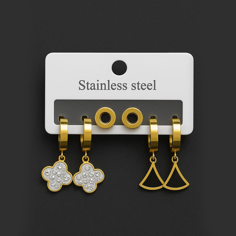 Gold-Plated Stainless Steel Earring Set