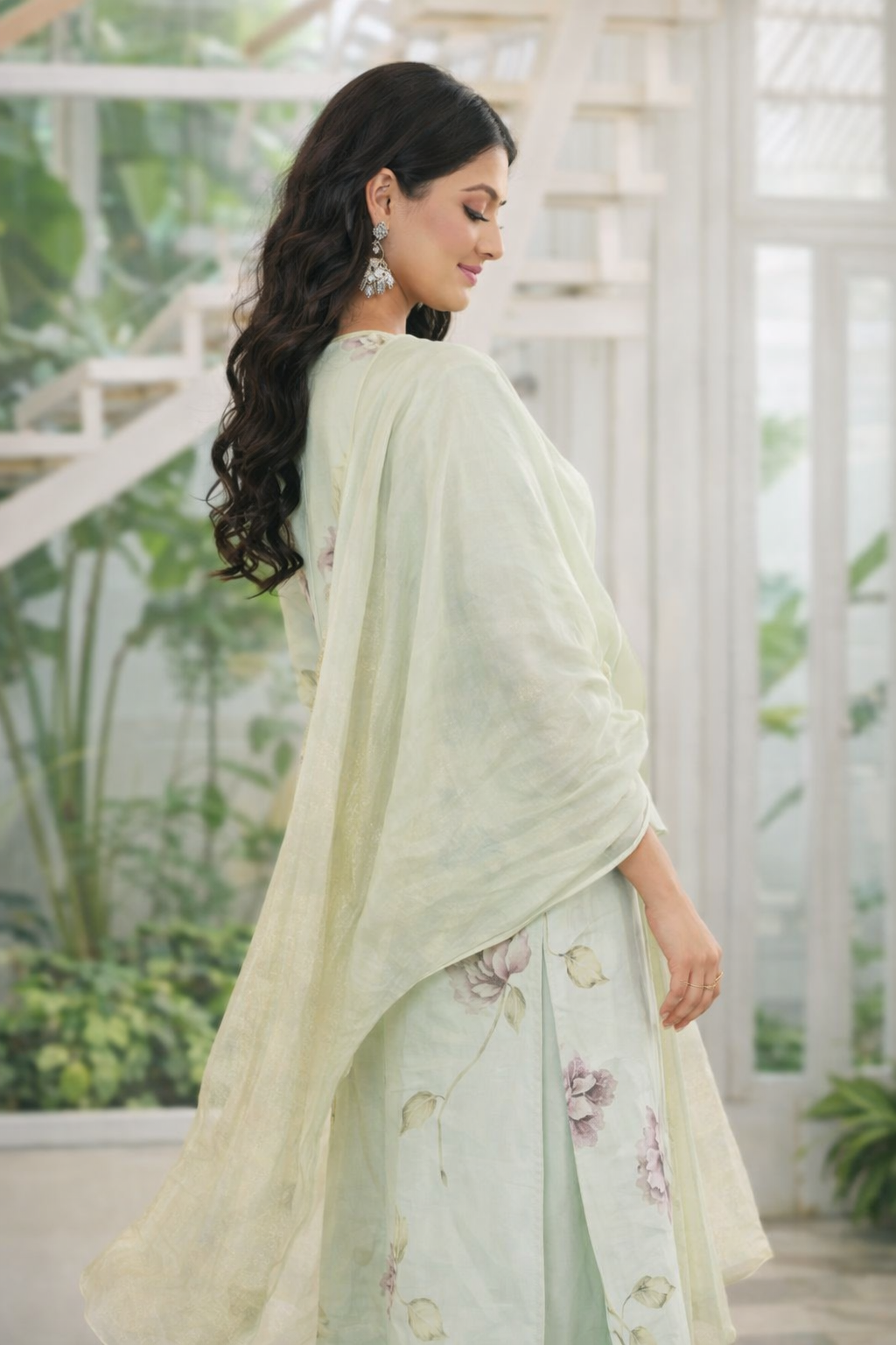 Pastel Floral Kurti Set with Dupatta