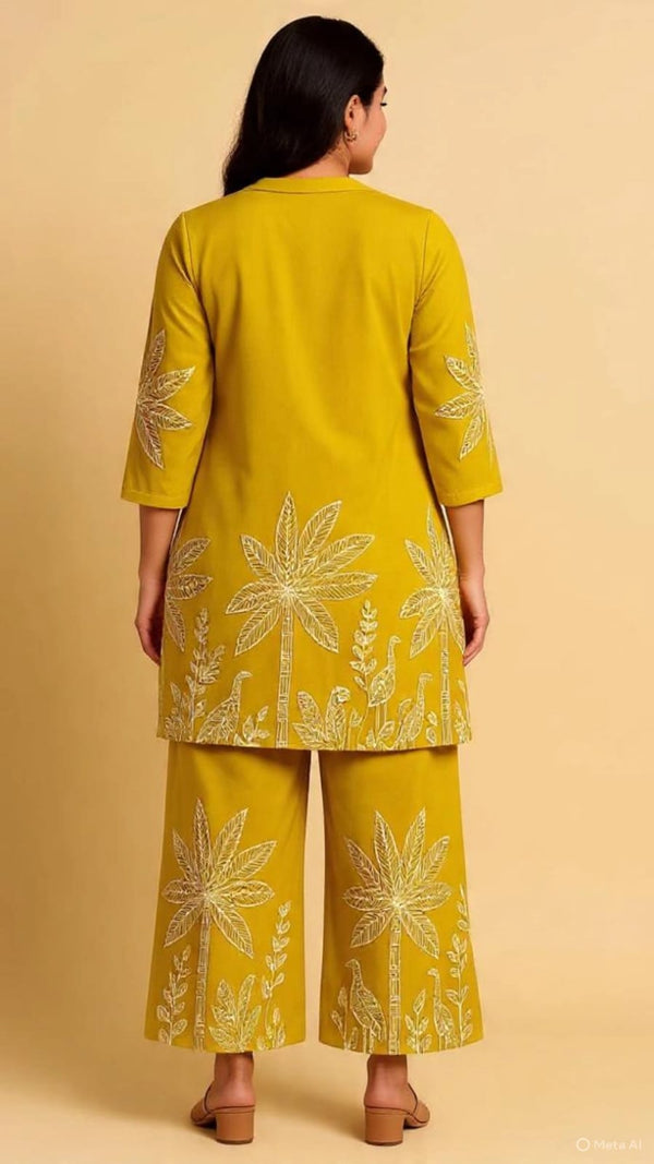 Mustard Yellow Printed Co-Ord Set