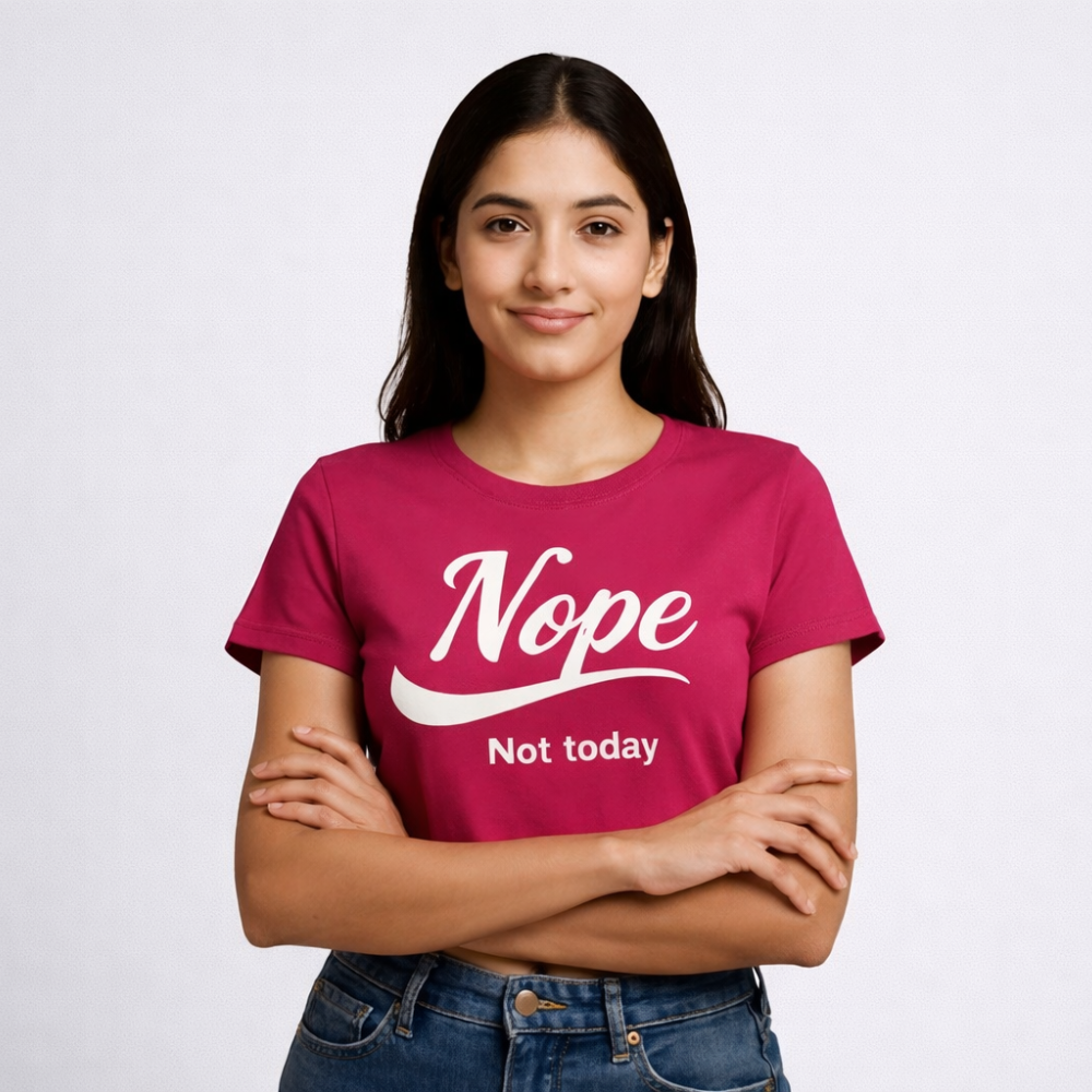 A Trendy Pink Crop Top with “Nope, Not Today”