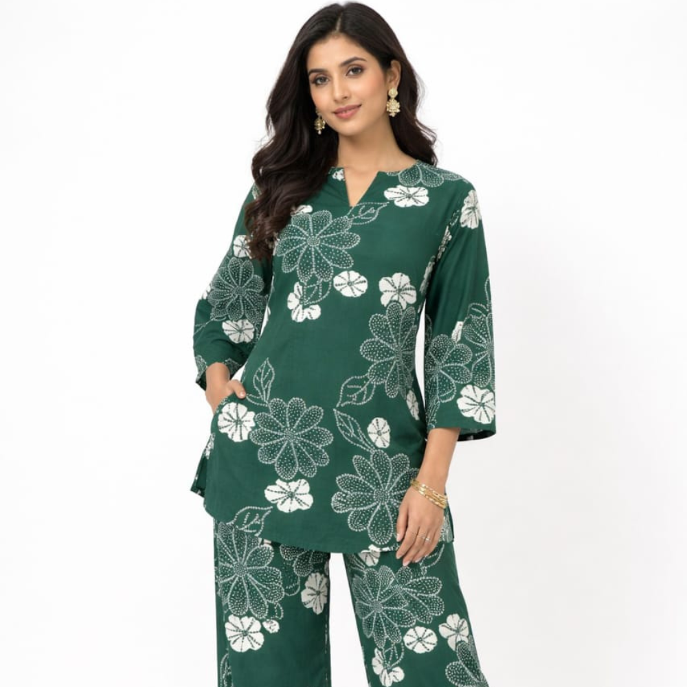 Emerald Bloom Printed Co-Ord Set