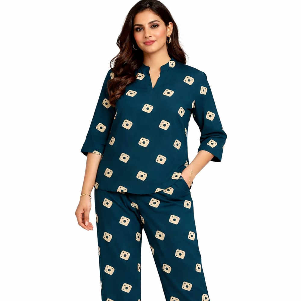 Teal Printed Coord Set