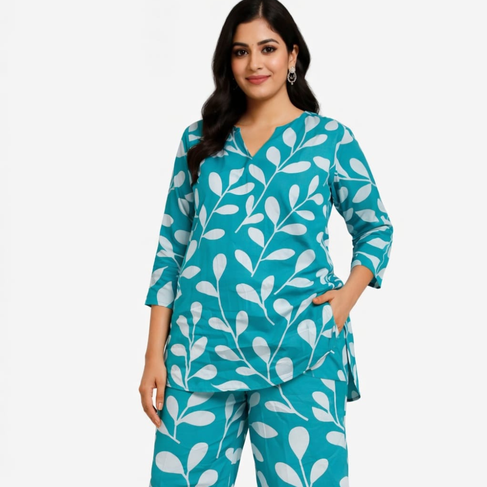Leaf Print Cotton Co-ord Set
