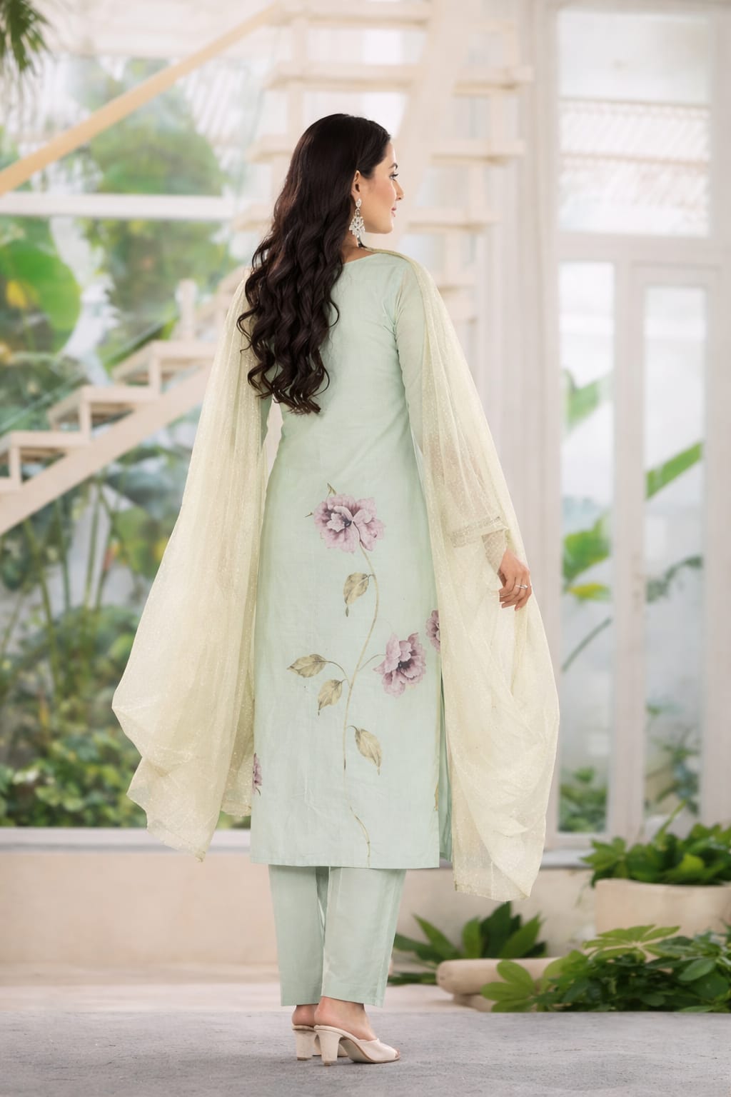 Pastel Floral Kurti Set with Dupatta